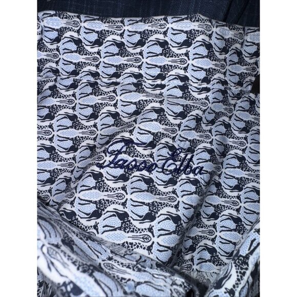 Tasso Elba Shirt Mens XL 17-17.5 Blue Combo Button Up Long Sleeve - Picture 2 of 7